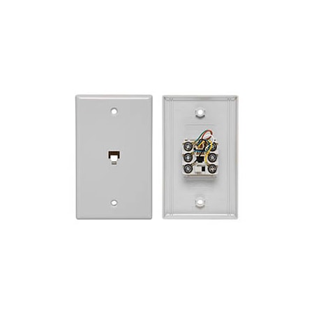 Flush Mount Smooth Telephone Wall Jack, 4-Conductor, 6-Position, White